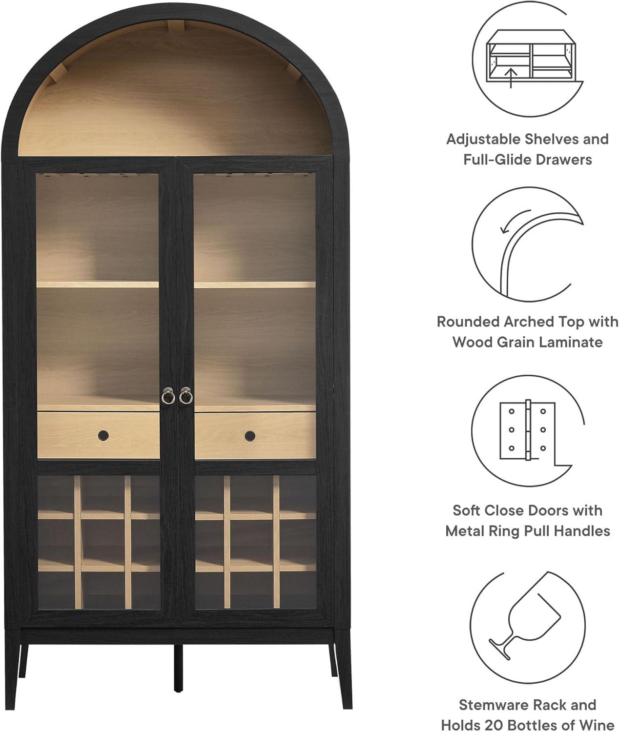Modway Nolan Arched Bar Cabinet in Black