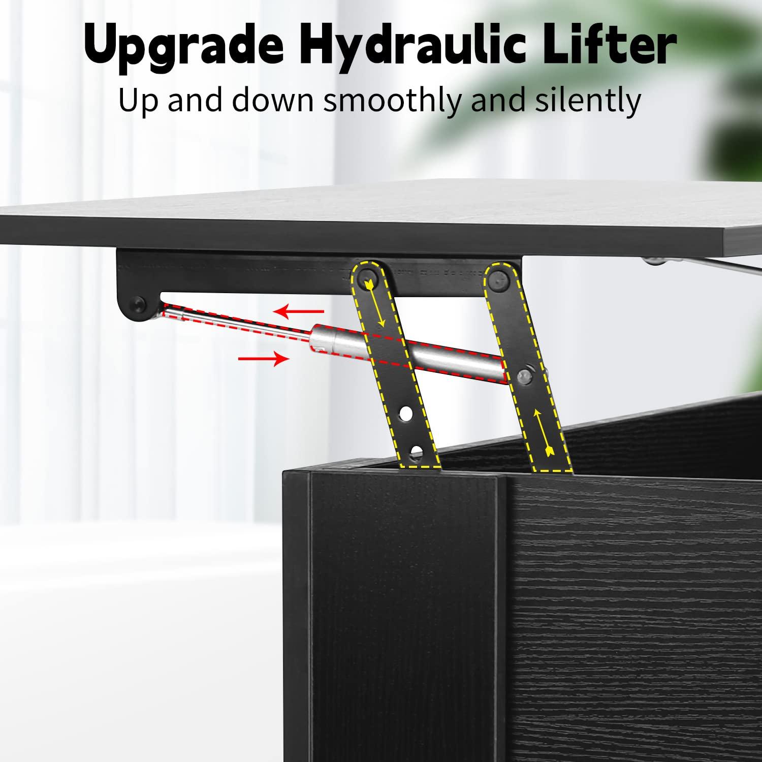 FDW Coffee Tables with Hidden Compartment and Storage Shelf Wooden Lift Tabletop Dining Table for Living Room Home (White)