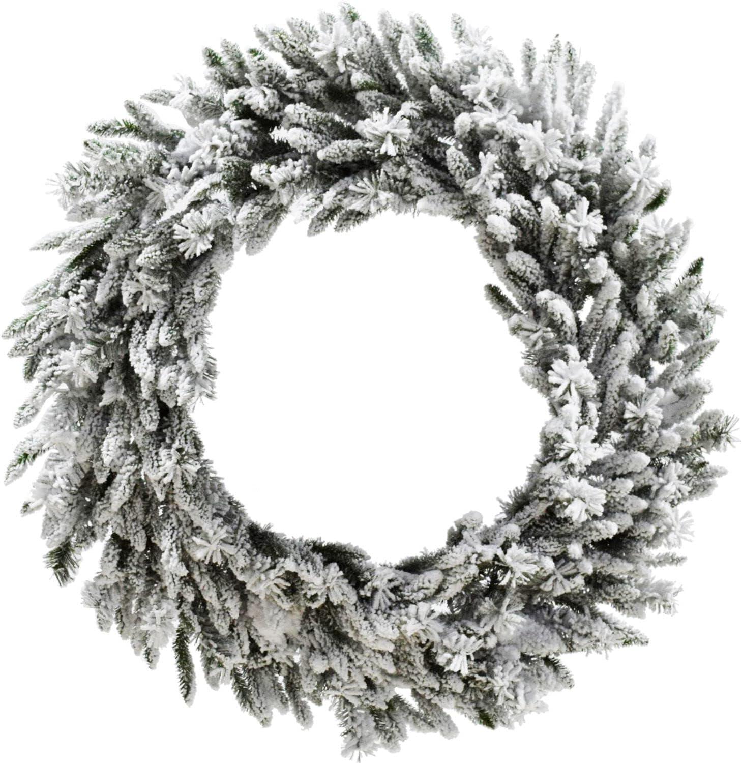 36" Flocked Snow Ridge Artificial Christmas Wreath with PVC Tips