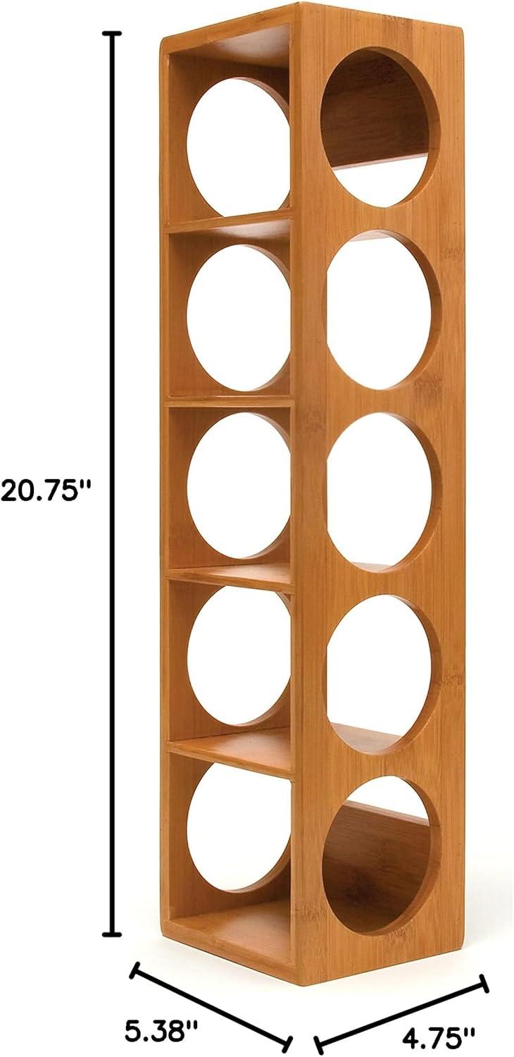 Lipper Bamboo Stackable 5-Bottle Wine Rack, Brown