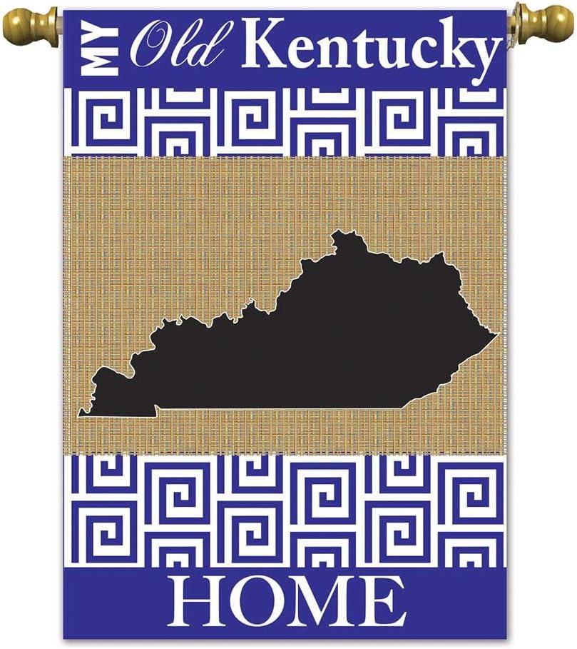 Kentucky Blue and Burlap Rectangular Garden Flag