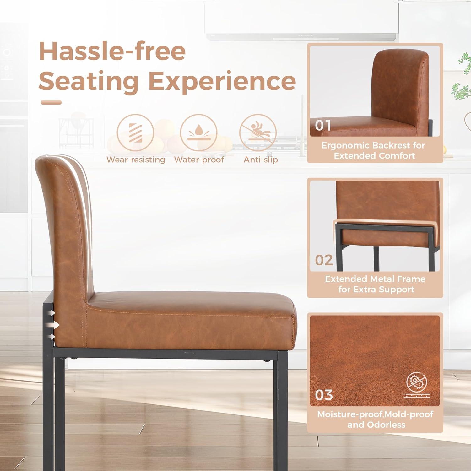 Wade Logan® Catharinus Extra Tall Bar Stool Set - Black Metal Base & Waterproof Faux Leather (Set of 3)