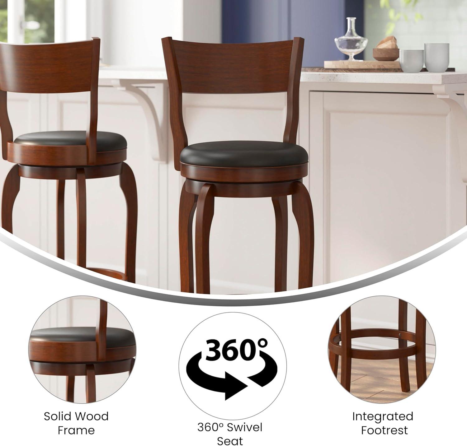 Taylor & Logan Enola Classic Wooden Dining Stool With Bowed Frame And Upholstered Seat