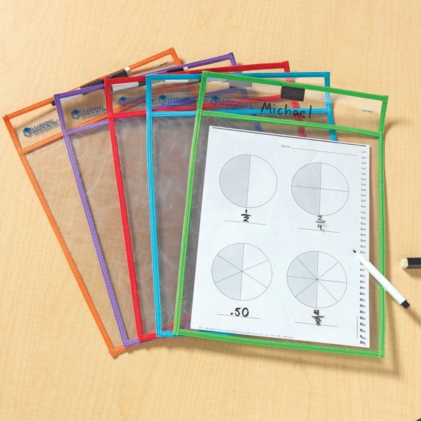 Learning Resources, LRNLER0477, Write-and-wipe Pockets, 5 / Set