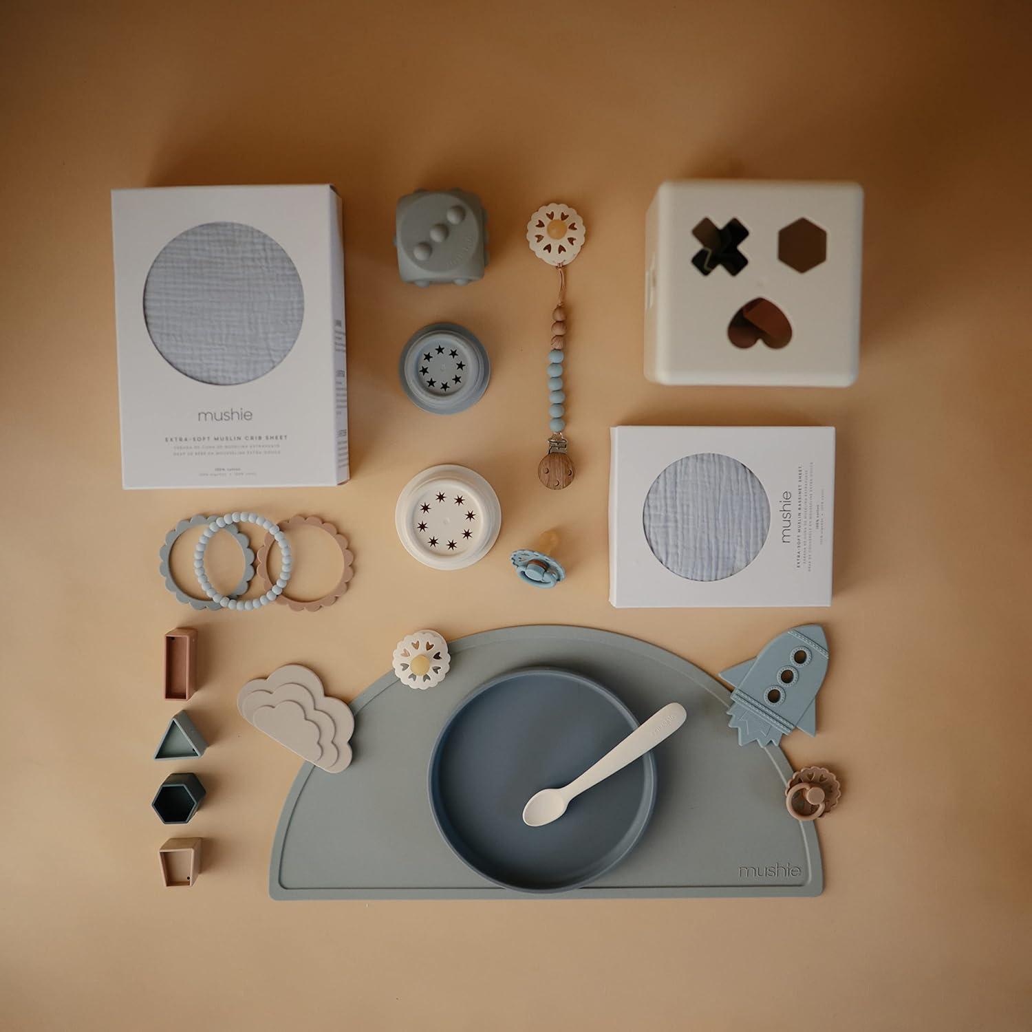 Mushie Extra Soft Muslin Crib Sheet - Blue Flowers