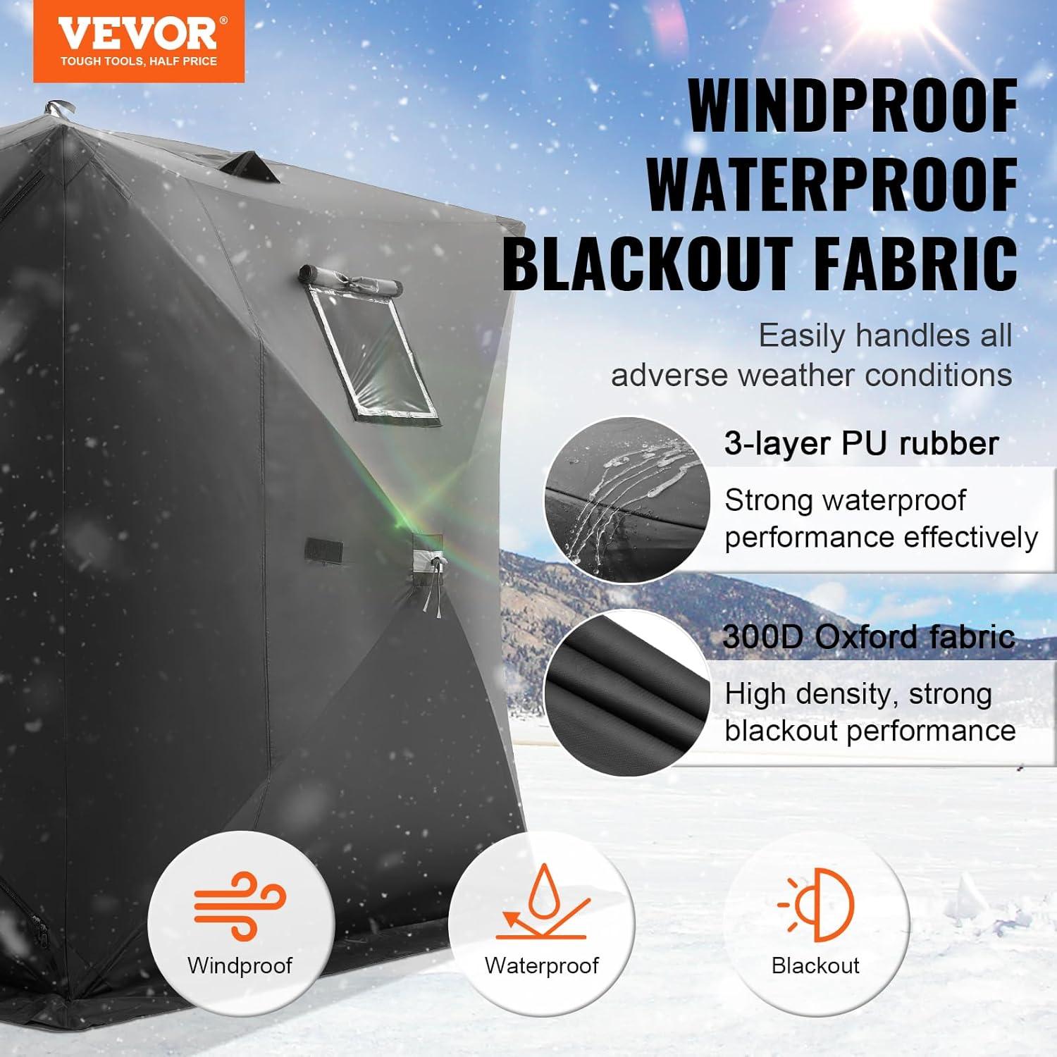Red Pop-Up 2-Person Insulated Ice Fishing Tent with Carry Bag