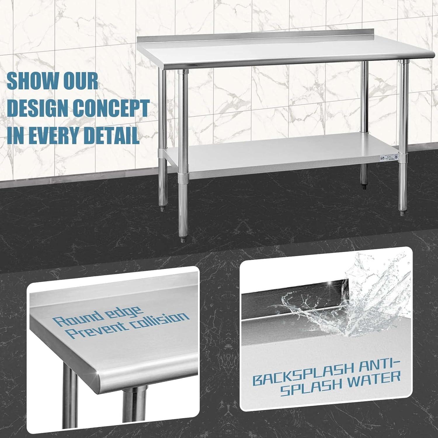 Stainless Steel 24 x 60 Inch Prep and Work Table with Undershelf