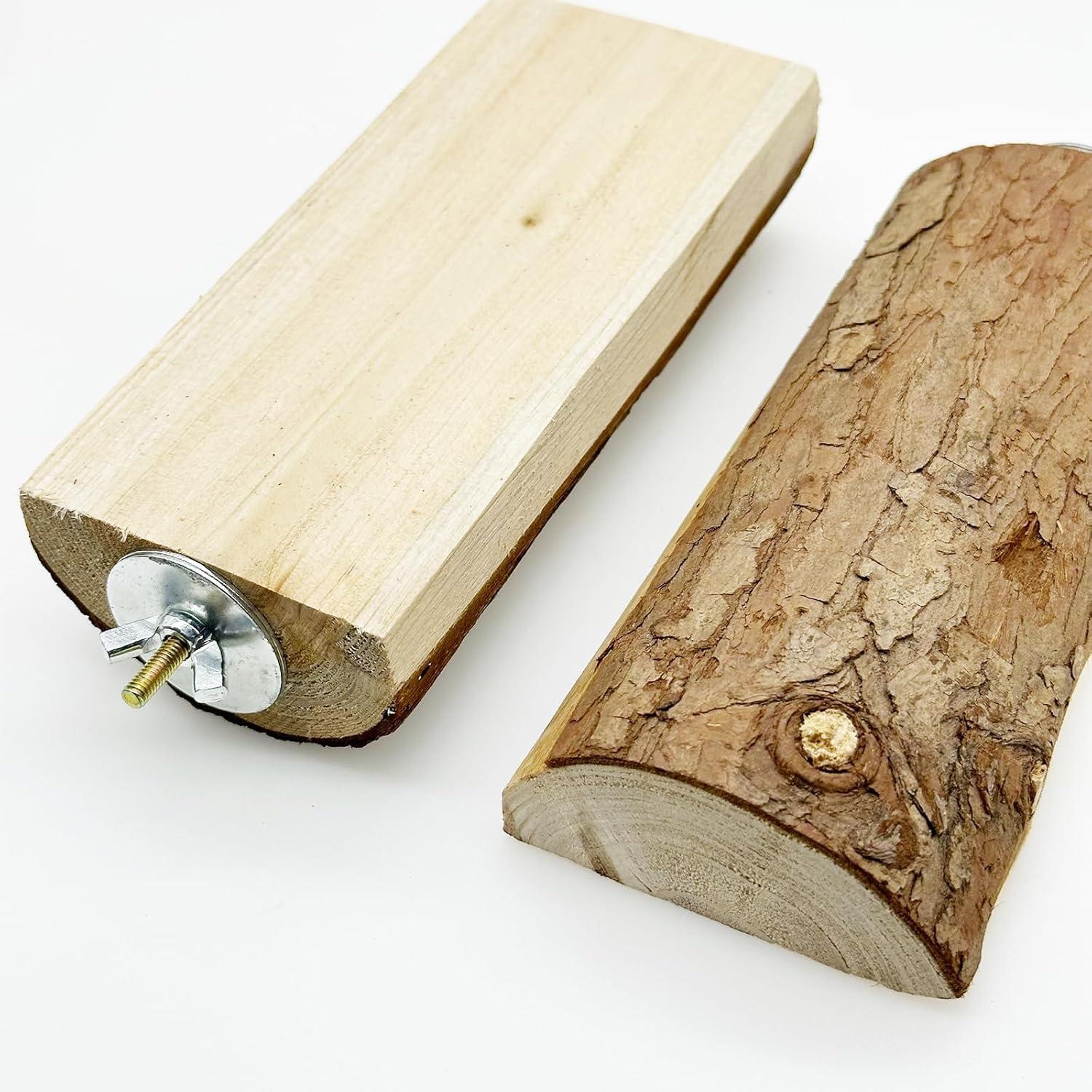 Allazone Natural Wooden Bird Perch Stand for Cage, Parrot Platform, Bird Perch Toy for Small Animals, Cockatiels, Parakeets, Finches