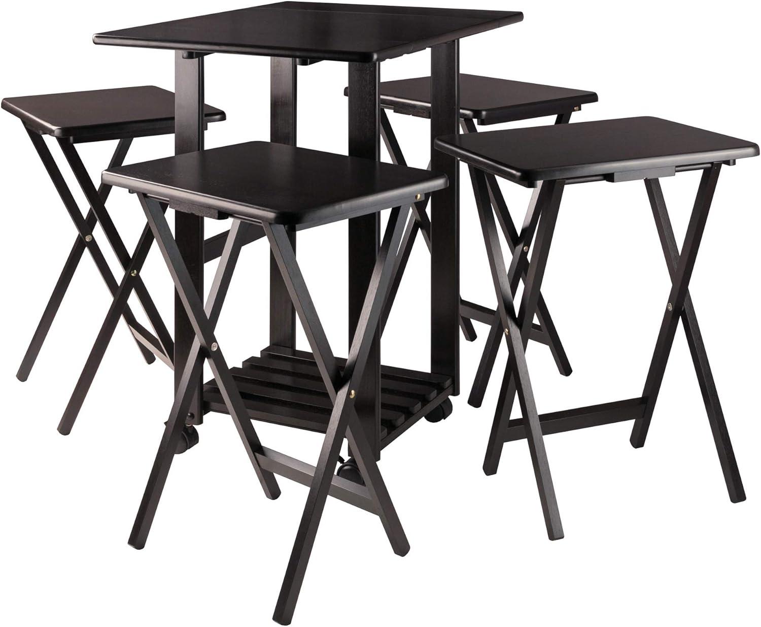 Sophia 5-Piece Brown Solid Wood Snack Table Set