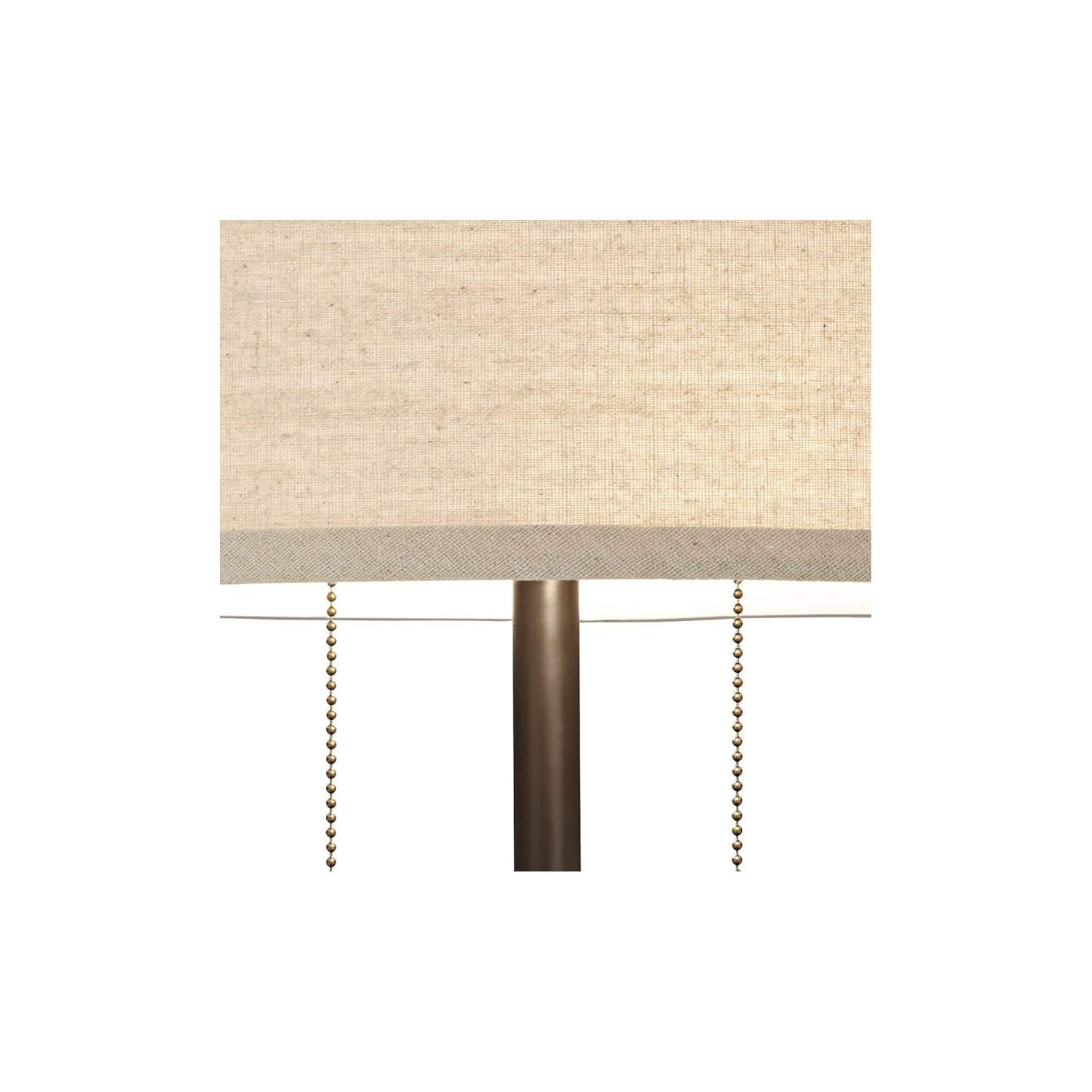 Franklin Iron Works Bernie Industrial Table Lamps 25" High Set of 2 Rich Bronze with USB Charging Port Tan Drum Shade for Bedroom Living Room Bedside