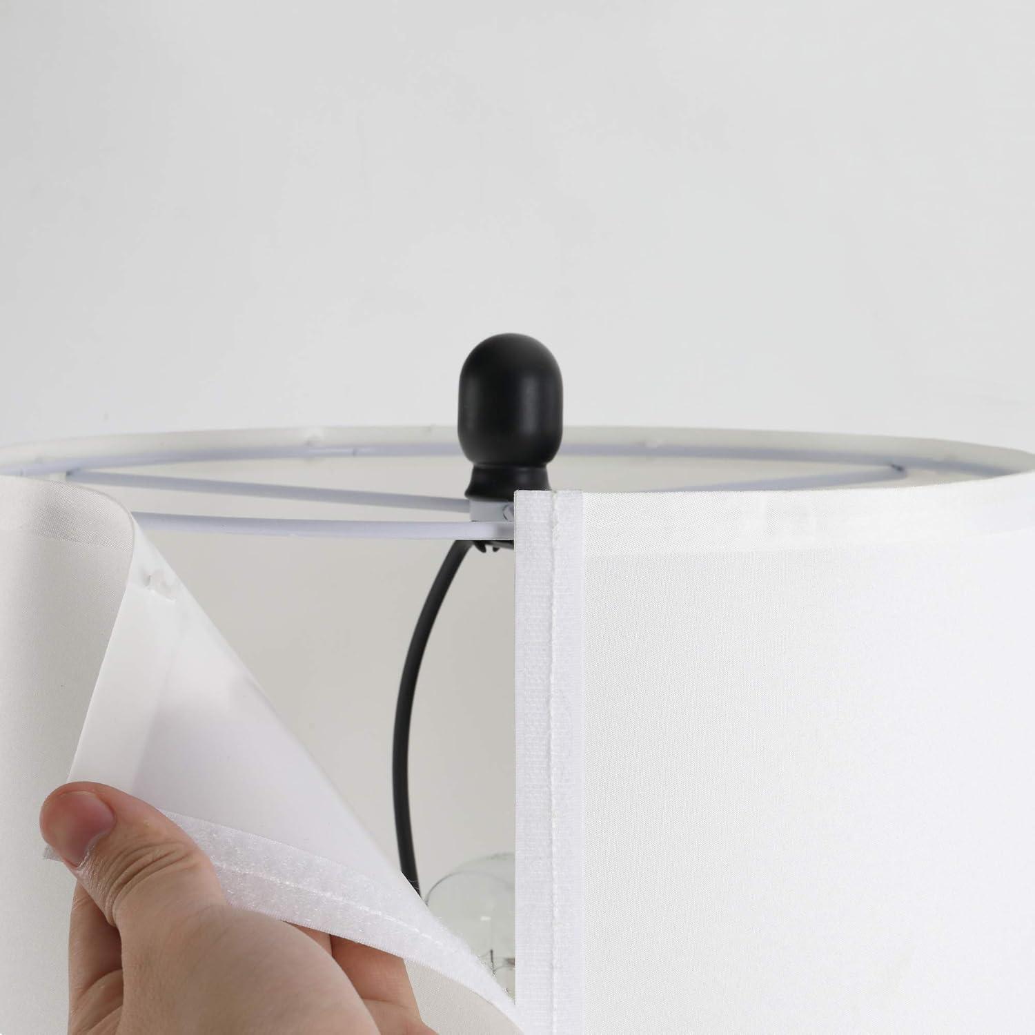 HOMCOM 3 Piece Floor Lamps with Rounded Base and Steel Pole, Black and White