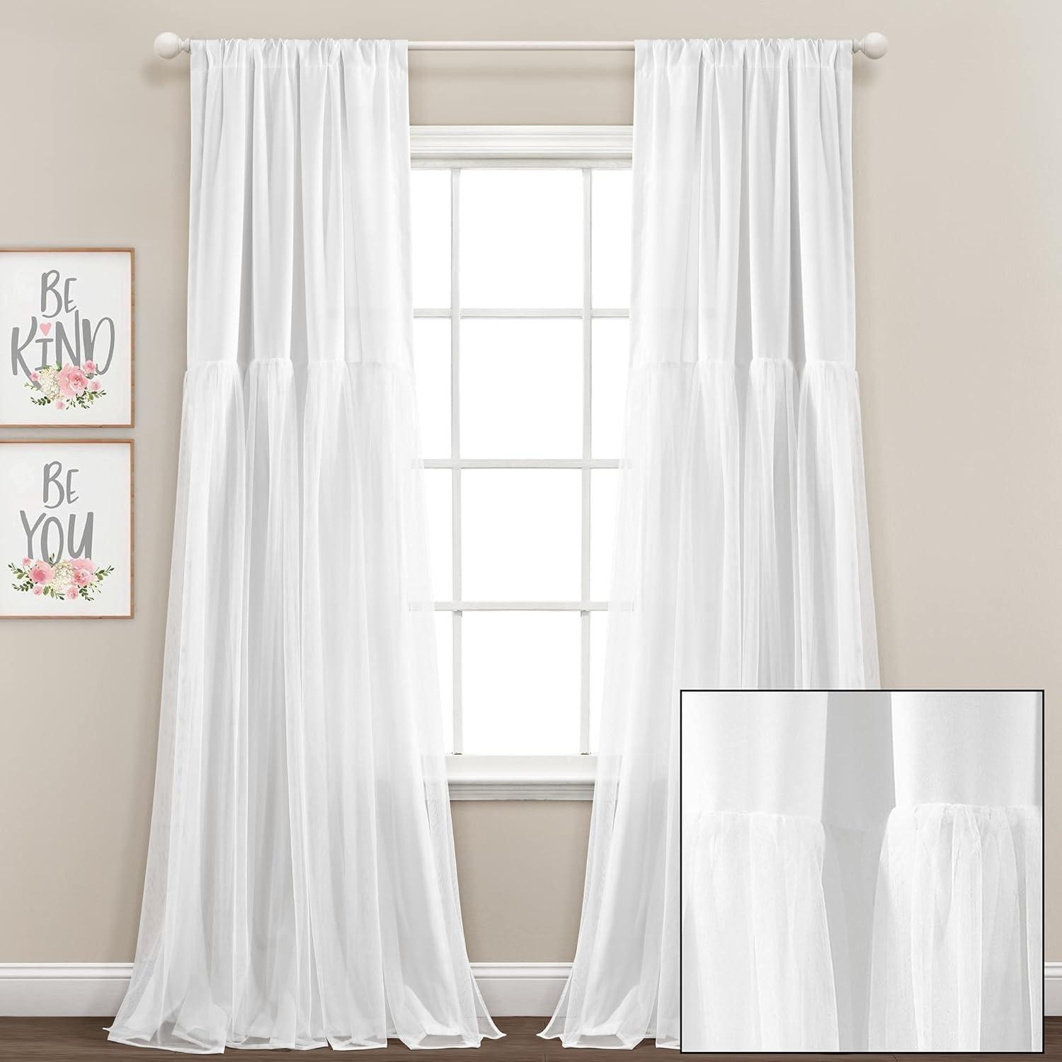 Polyester Semi Sheer Curtain Pair