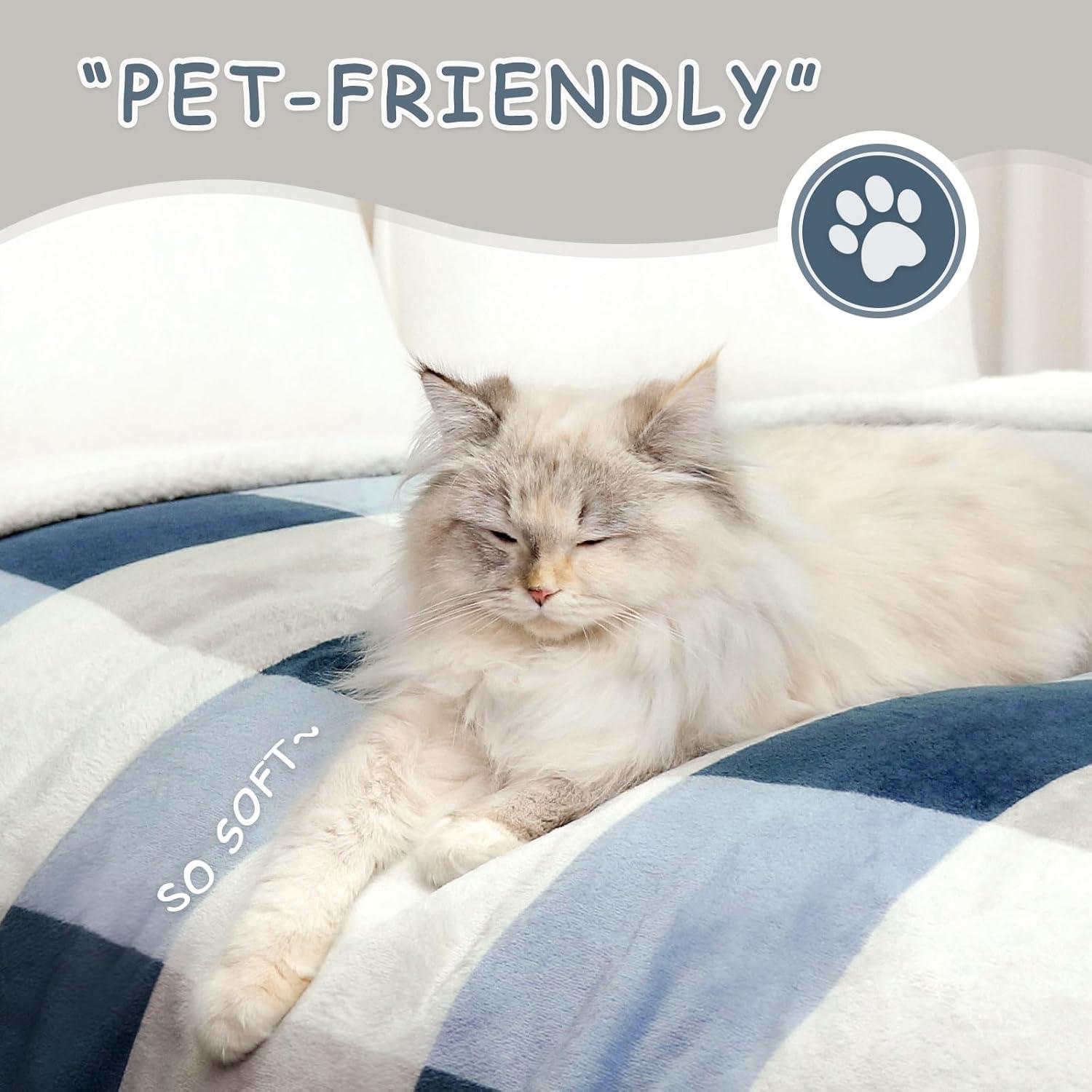 PU MEI Sherpa Throw Blanket for Couch Sofa 60”*80”- Fleece Tufted Fuzzy Soft Cozy Blanket for Bed, Thick Warm Blanket for All Seasons, (Dusty Blue, 60"*80")
