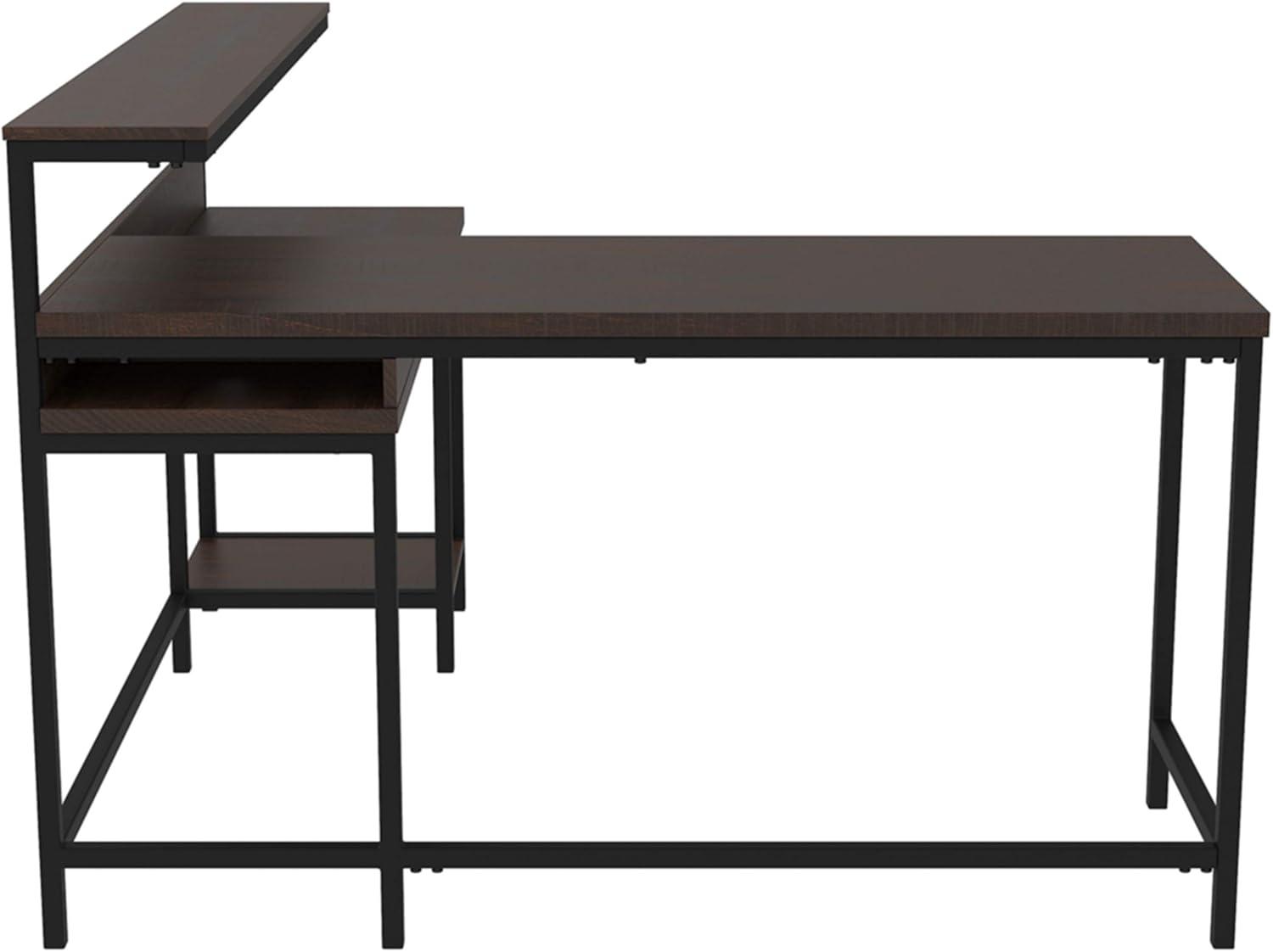 Signature Design by Ashley Casual Camiburg Home Office L-Desk with Storage Warm Brown