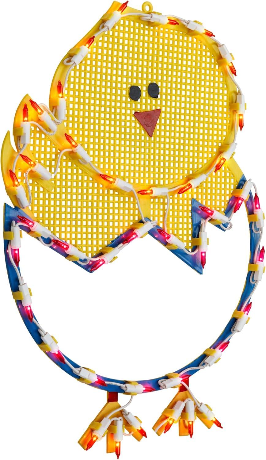 Northlight Lighted Chevron Stripe Easter Egg Window Decoration - 17" - Green and Pink