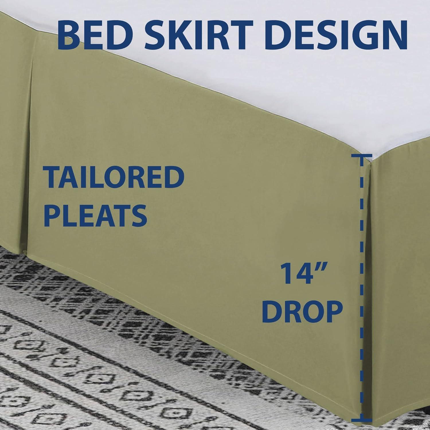 Sage Pleated Twin Microfiber Bed Skirt