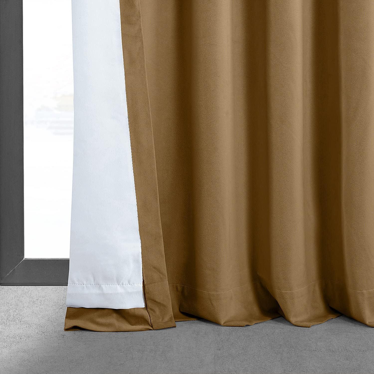 Signature Amber Gold Blackout Velvet Curtain (1 Panel), Amber Gold, 50W X 96L