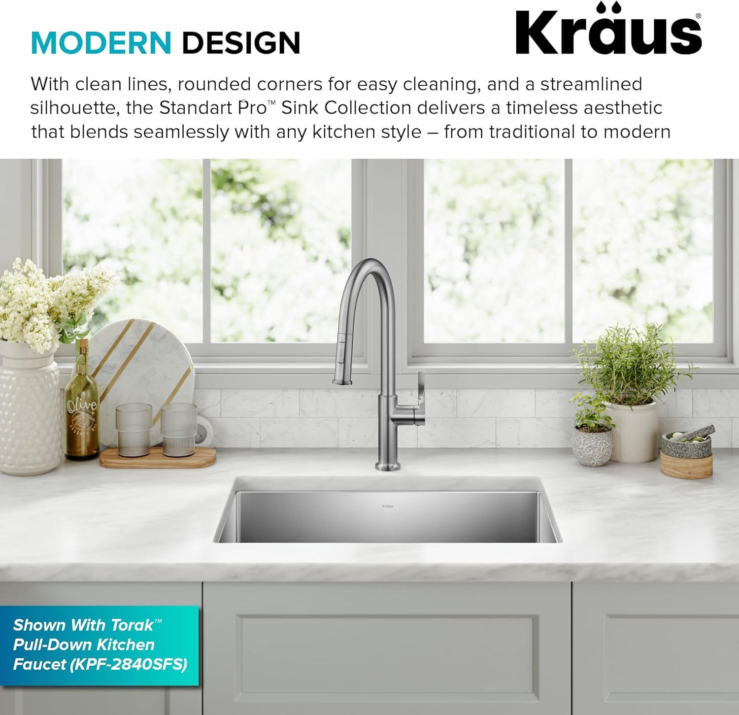 KRAUS Standart PRO™ Undermount 16 Gauge Stainless Steel Kitchen Sink