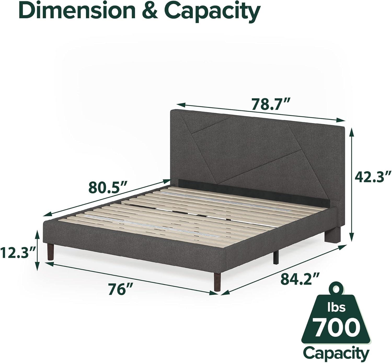 Judy Upholstered Platform Bed Frame Gray - Zinus