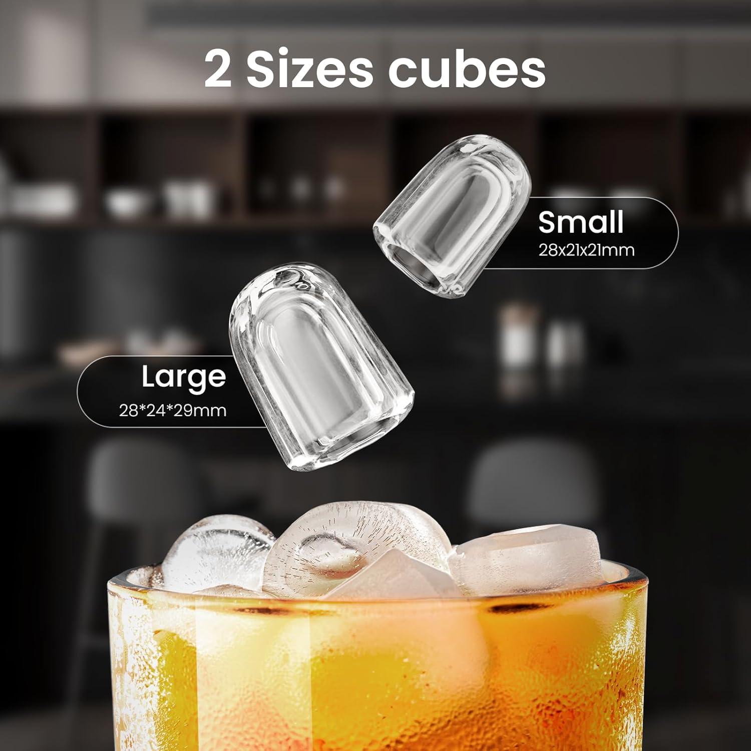 R.W.FLAME Ice Makers Countertop with Handle,26.5Lbs/24H,9 Cubes in 6 Mins,2 Sizes of Bullet Ice,Portable Ice Maker Machine with Self-Cleaning, green