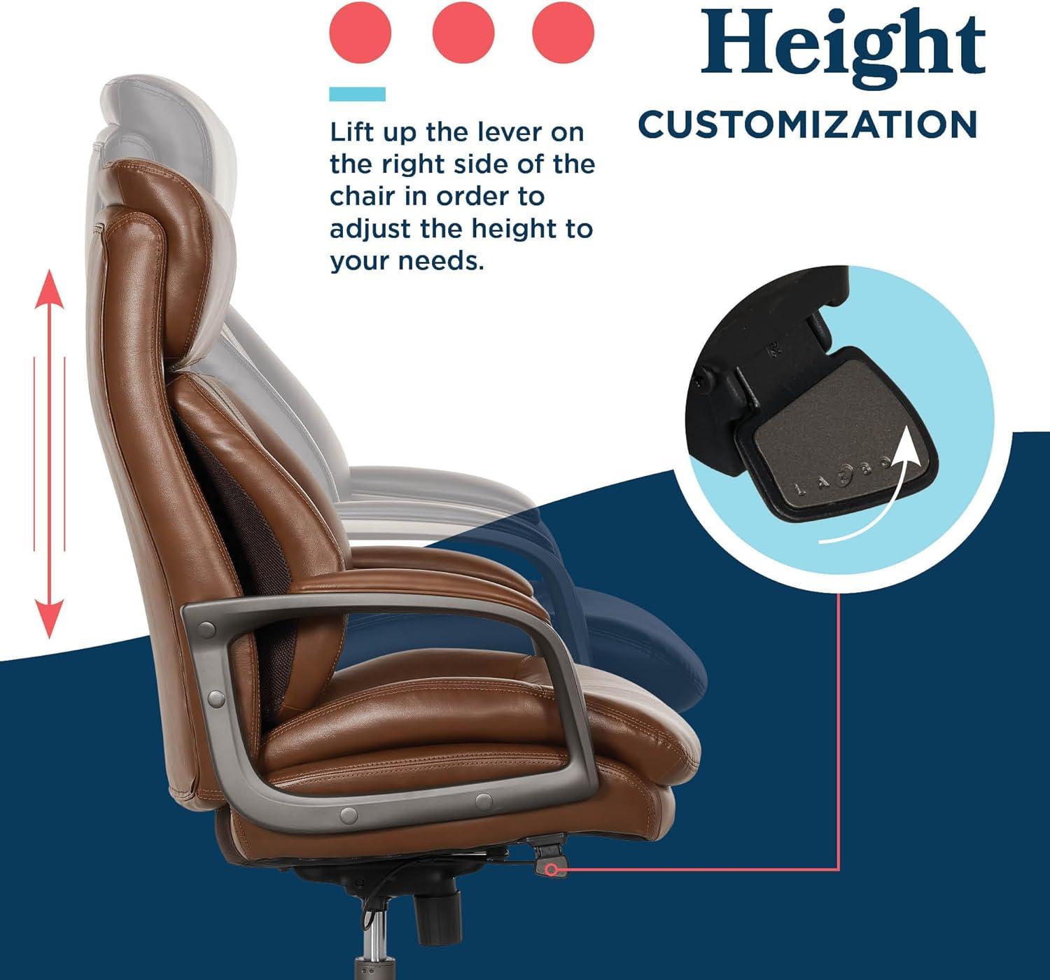 La-Z-Boy La-Z-Boy® Nova Executive Office Chair, Patented AIR Ergonomic Support Technology®, High-Back Premium Comfort & Support, Vegan PU Leather