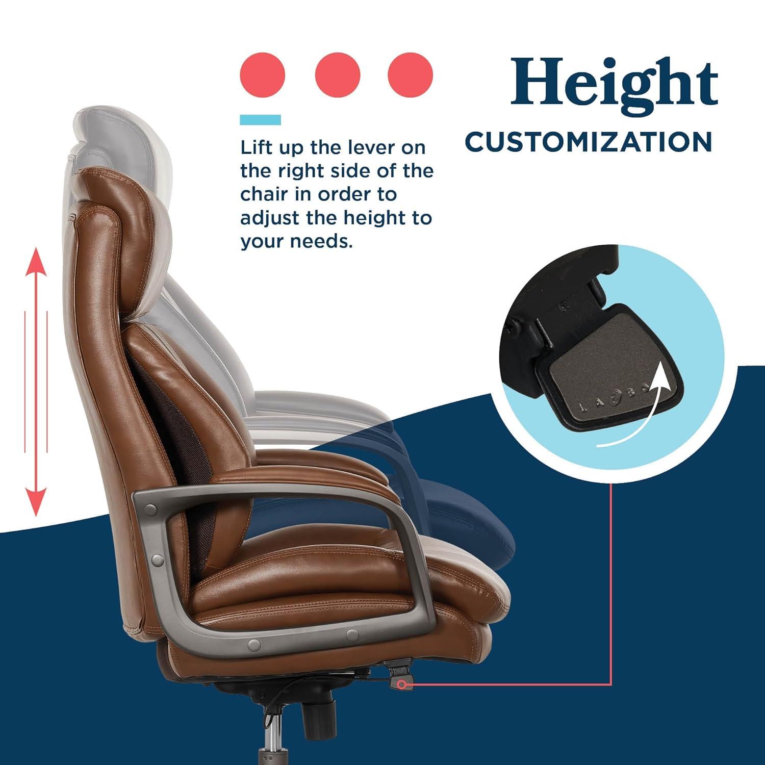 La-Z-Boy La-Z-Boy® Nova Executive Office Chair, Patented AIR Ergonomic Support Technology®, High-Back Premium Comfort & Support, Vegan PU Leather