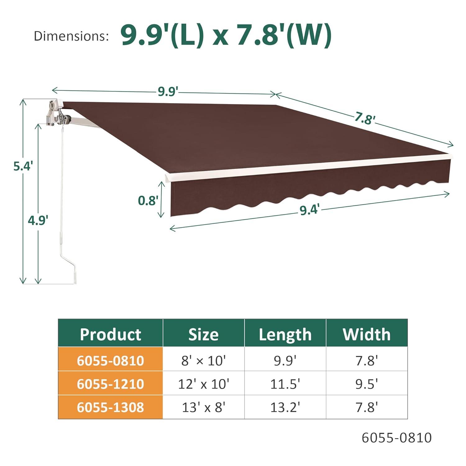 MCombo Manual Retractable Patio Door/Window Awning, Sunshade Shelter Outdoor Canopy