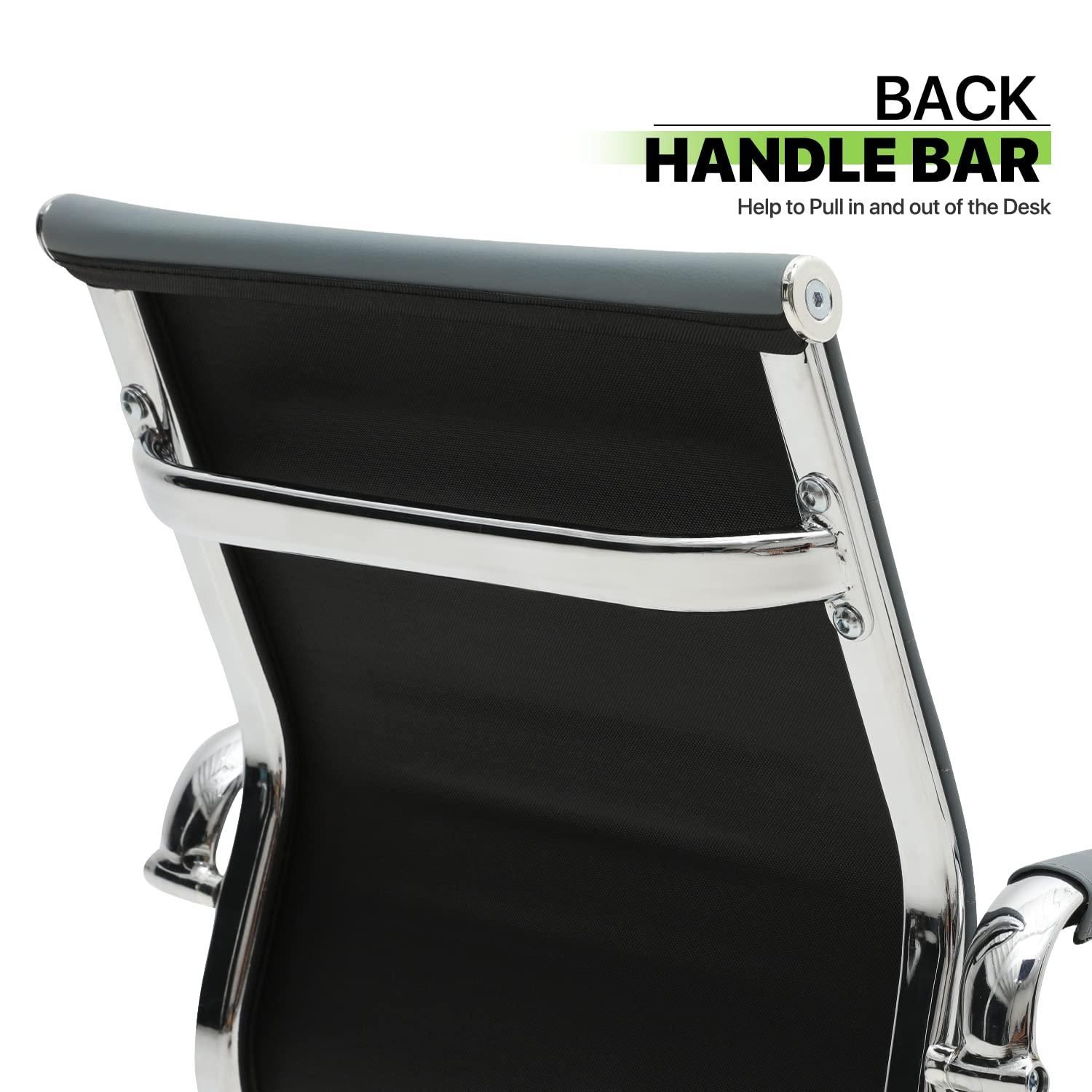 Guyou Modern Mid Back Office Guest Chair Set of 2, Faux Leather Reception Chair Computer Chair with Armrests and Metal Sled Base for Meeting/Waiting/Conference Room, No Wheels, Black