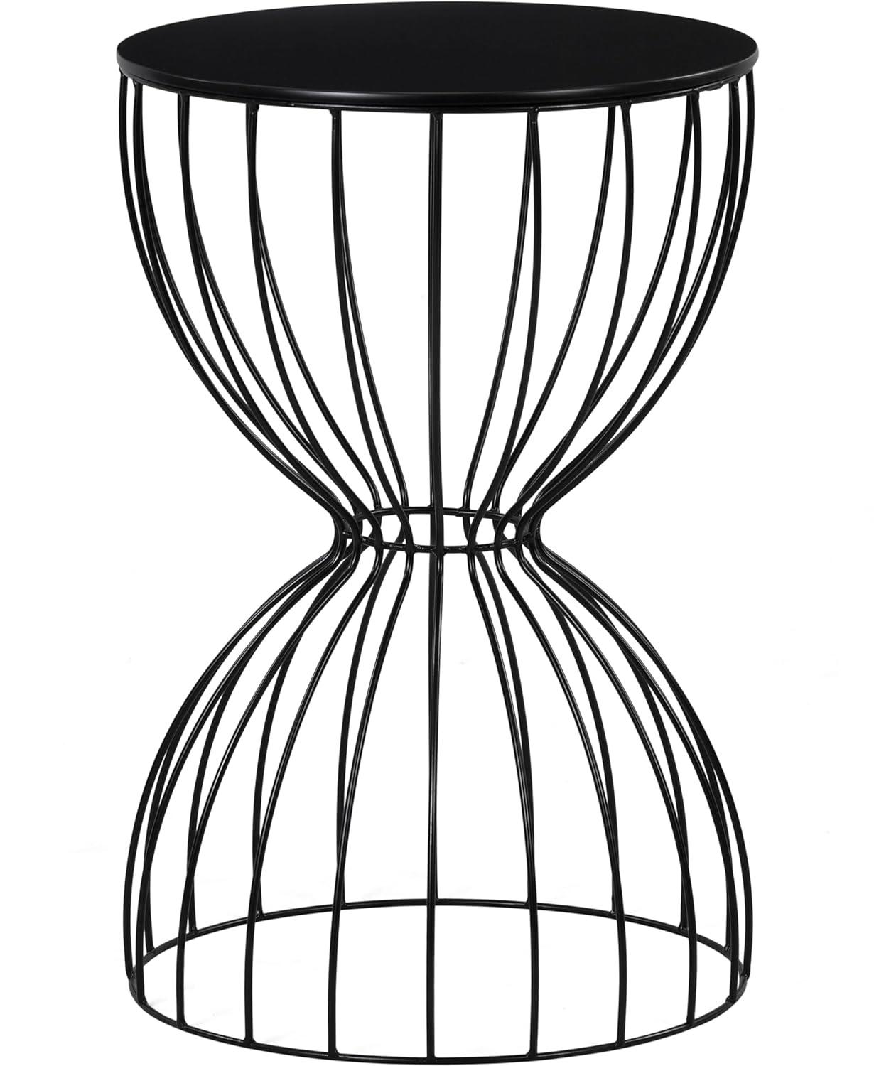 Elle Decor Elle Decor Cami Modern Hourglass Metal End Table, Decorative Round Accent Coffee Table or Nightstand