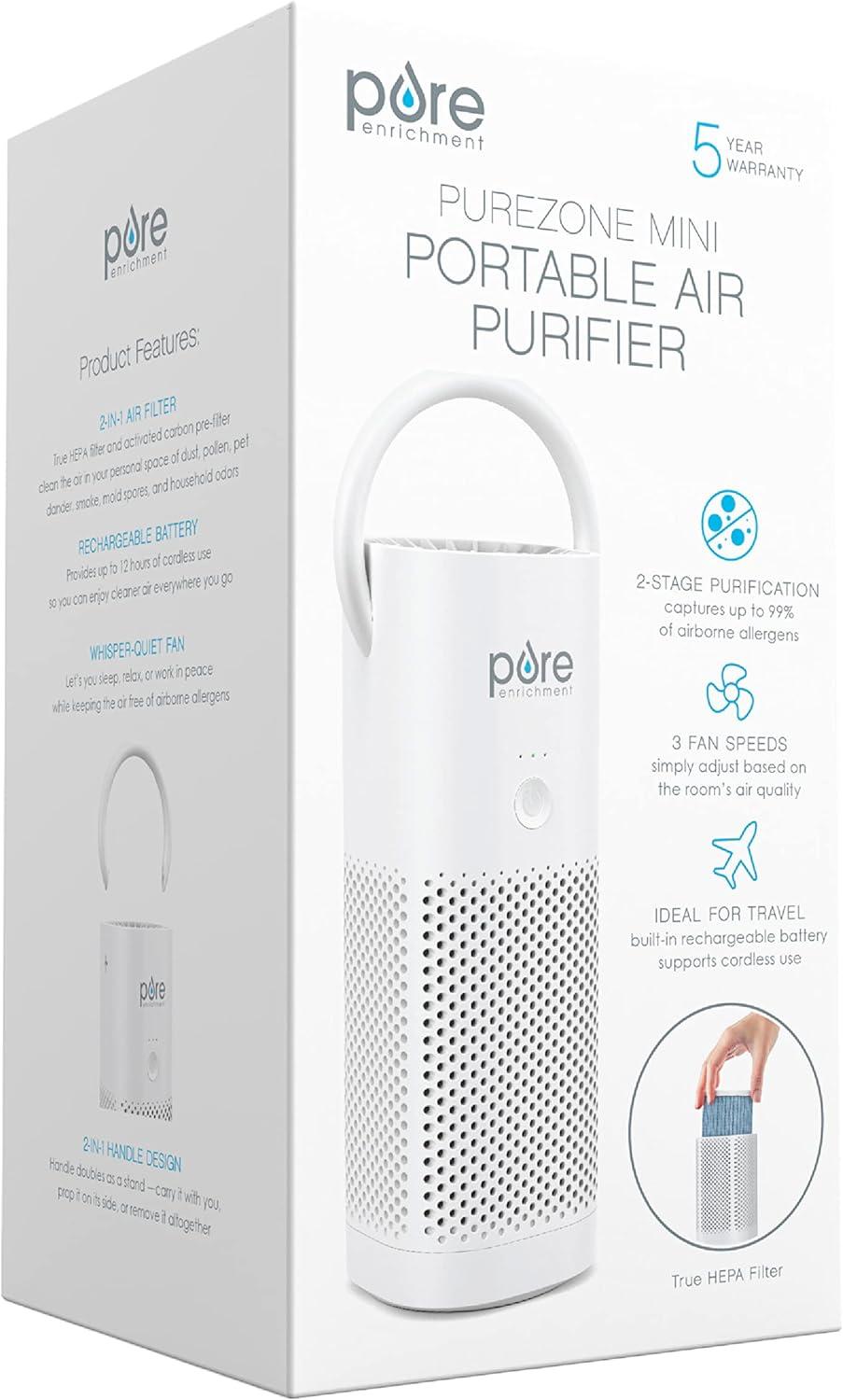 White Portable Table-Top Air Purifier with HEPA Filter