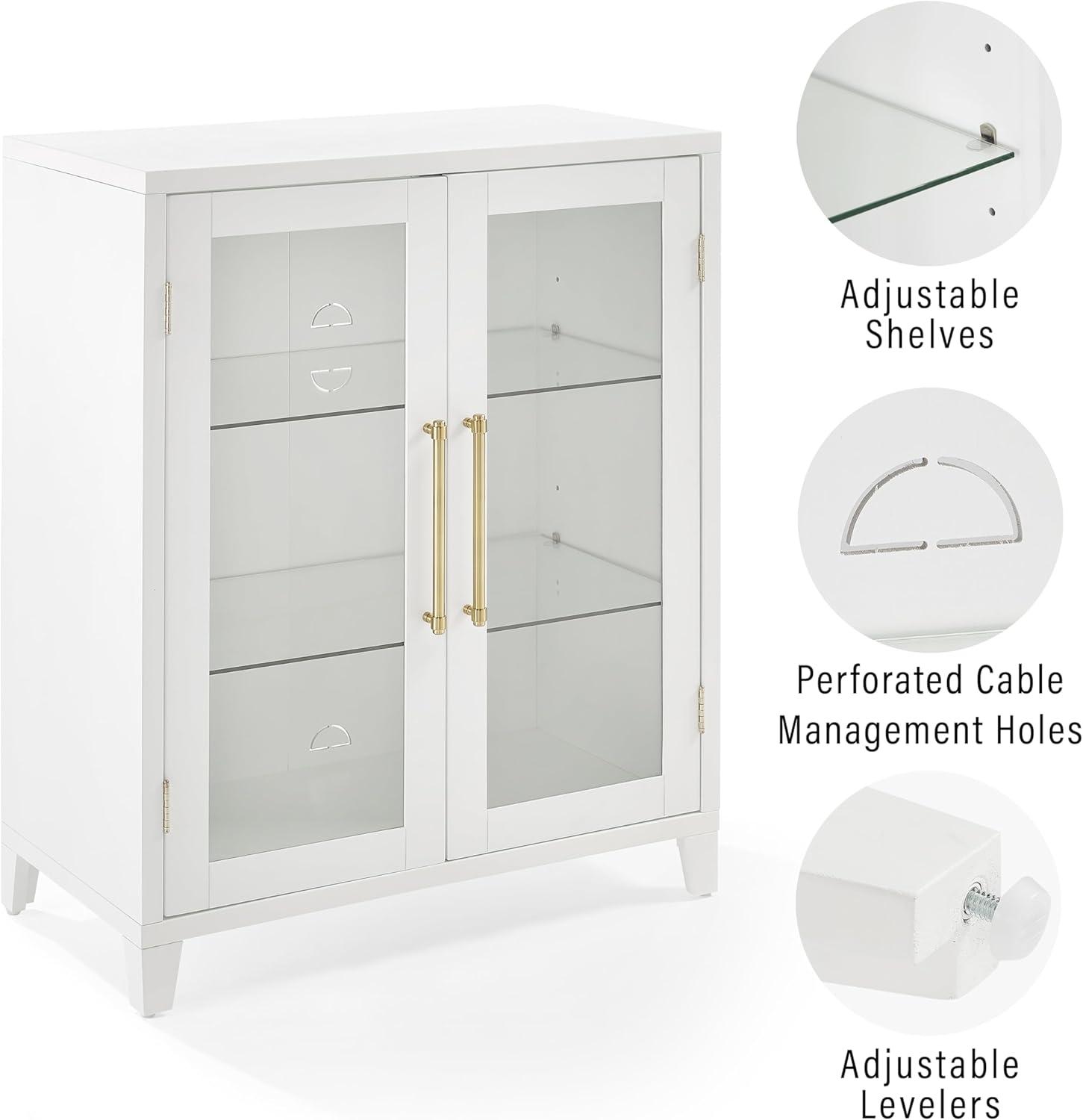 Crosley 36" Roarke Stackable Glass Door Kitchen Pantry Storage Cabinet White