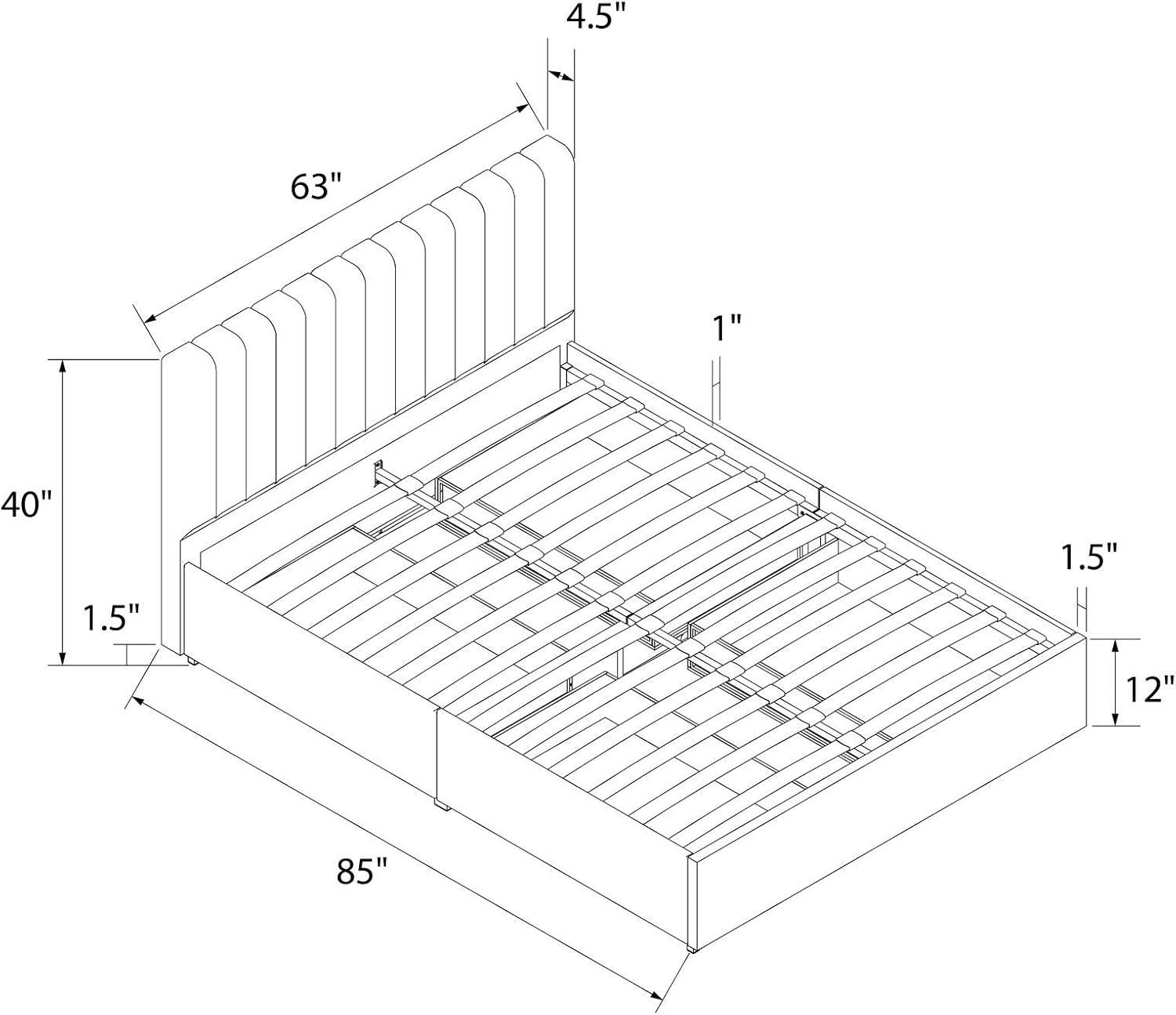 Novogratz Brittany Upholstered Unfinished Platform Storage Bed