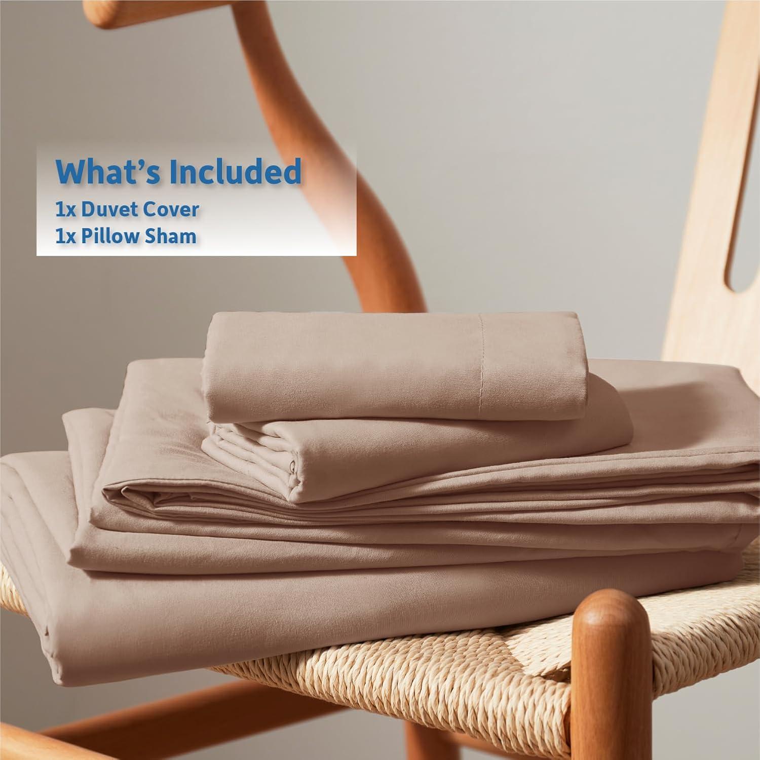 Nestl Twin Duvet Cover Set - Soft Double Brushed Khaki Duvet Cover Twin/Twin XL, 2 Piece, with Button Closure, 1 Duvet Cover 68x90 inches and 1 Pillow Sham