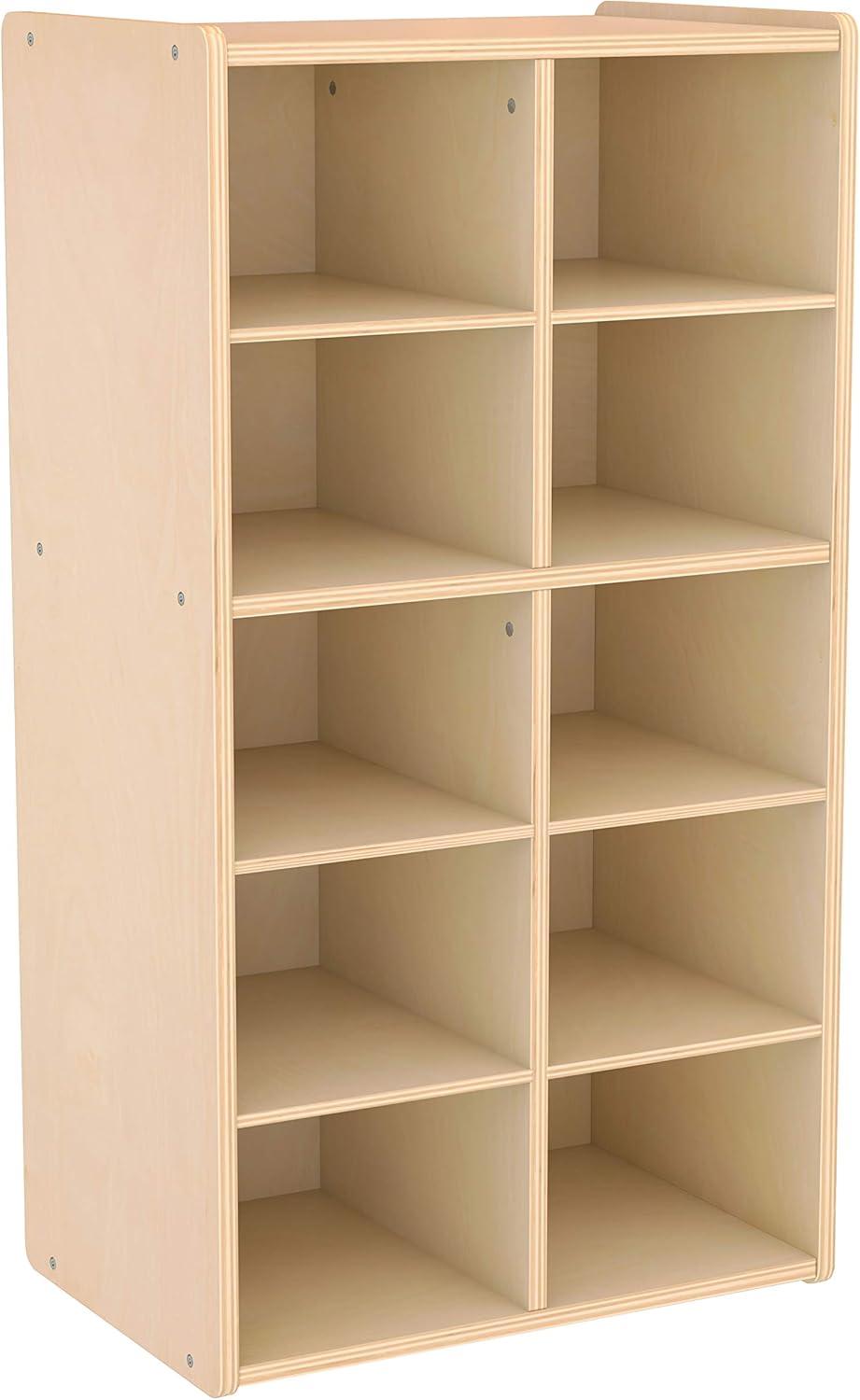 ECR4Kids Streamline 10 Cubby Tray Storage Cabinet, 5x2, Natural