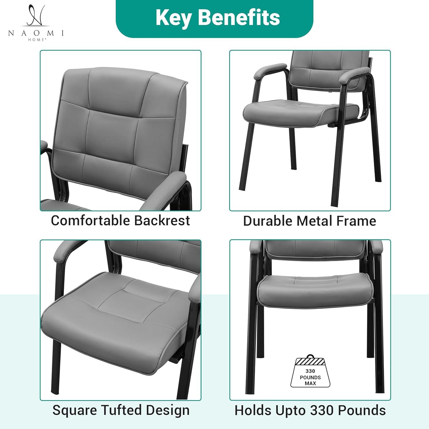New Set of 2 Heavy Duty Office Reception Chairs for Waiting Room, Executive  Leather Guest Chairs, image size:1500x1500