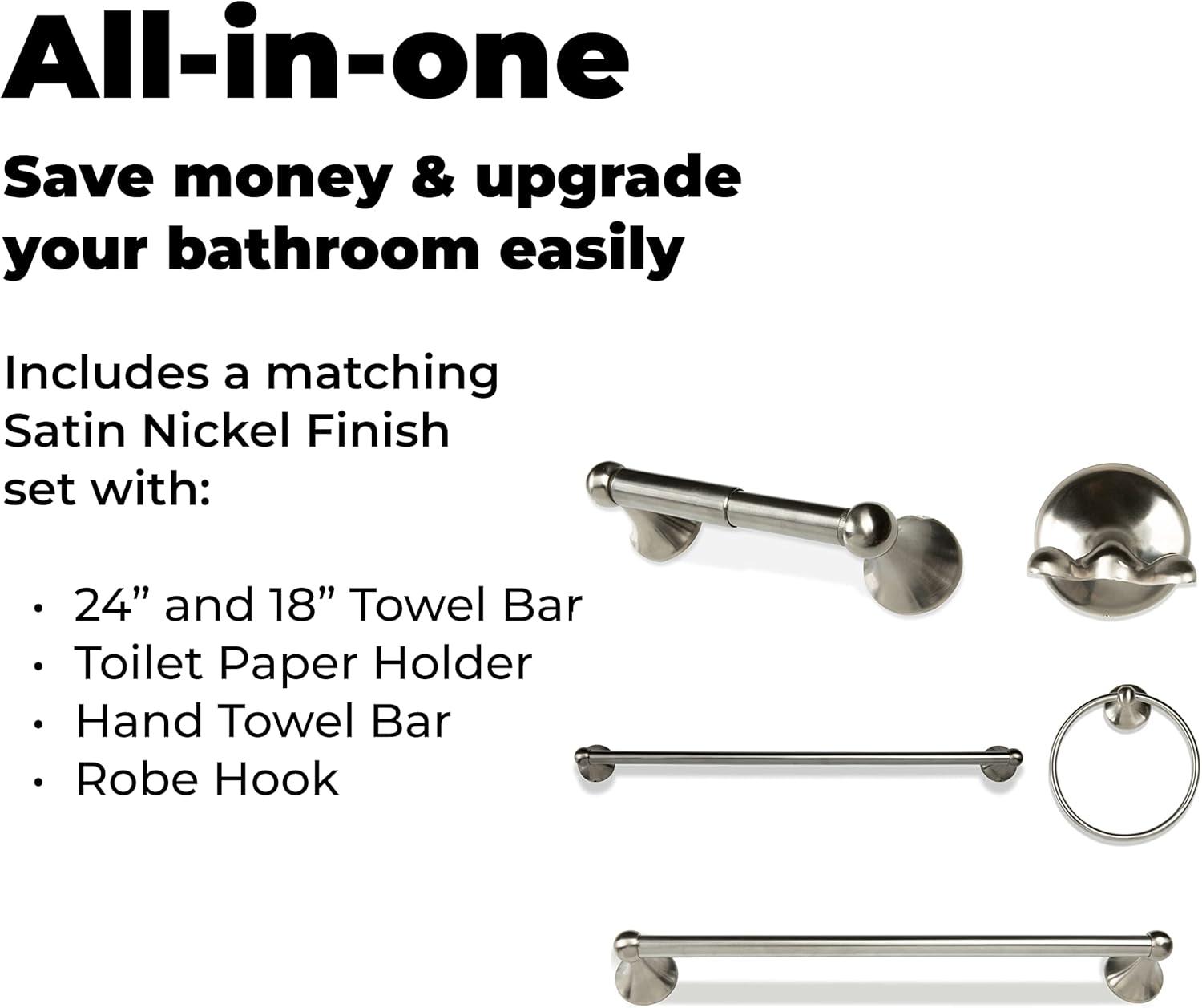 Satin Nickel 5-Piece Bathroom Hardware Accessory Set