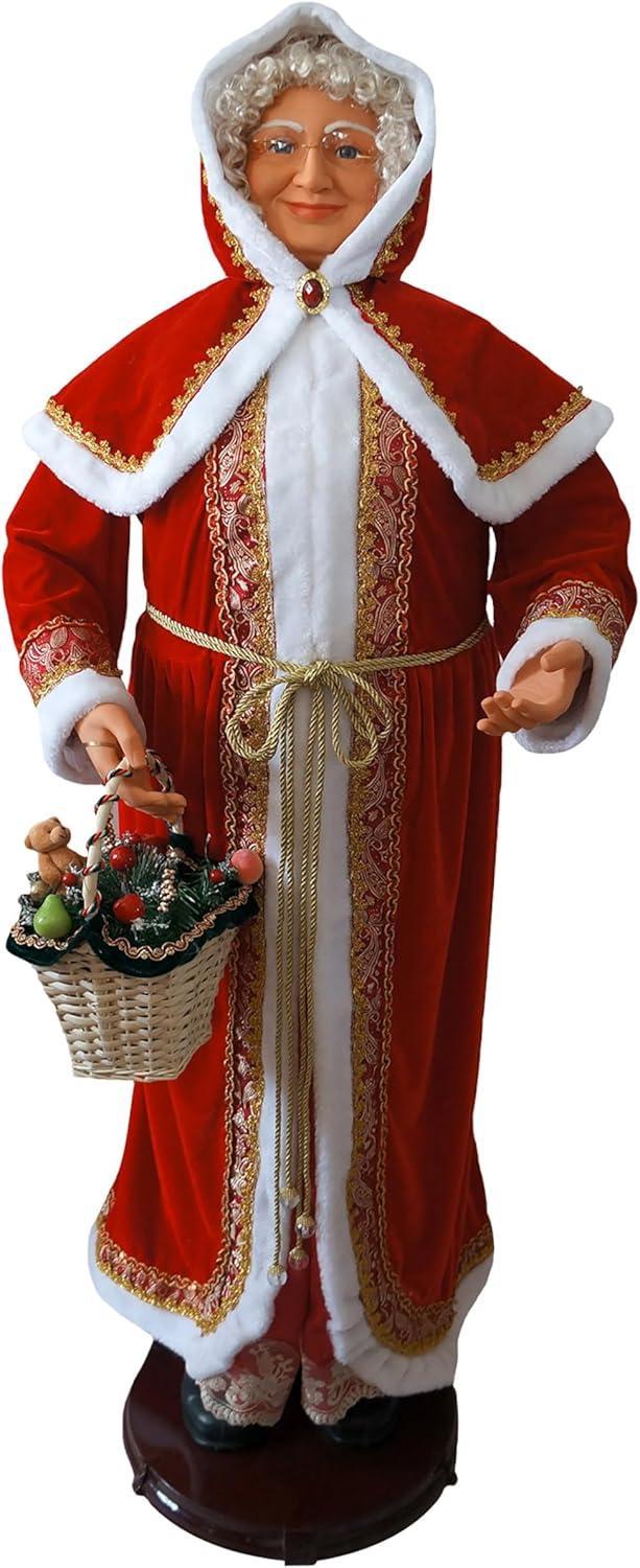 Life-Size Red Velvet Dancing Mrs. Claus with Basket