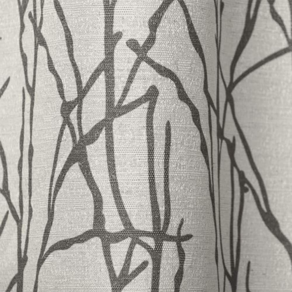 Set of 2 108"x54" Branches Linen Blend Grommet Top Window Curtain Panel Black Pearl: Light Filtering, Botanical Design
