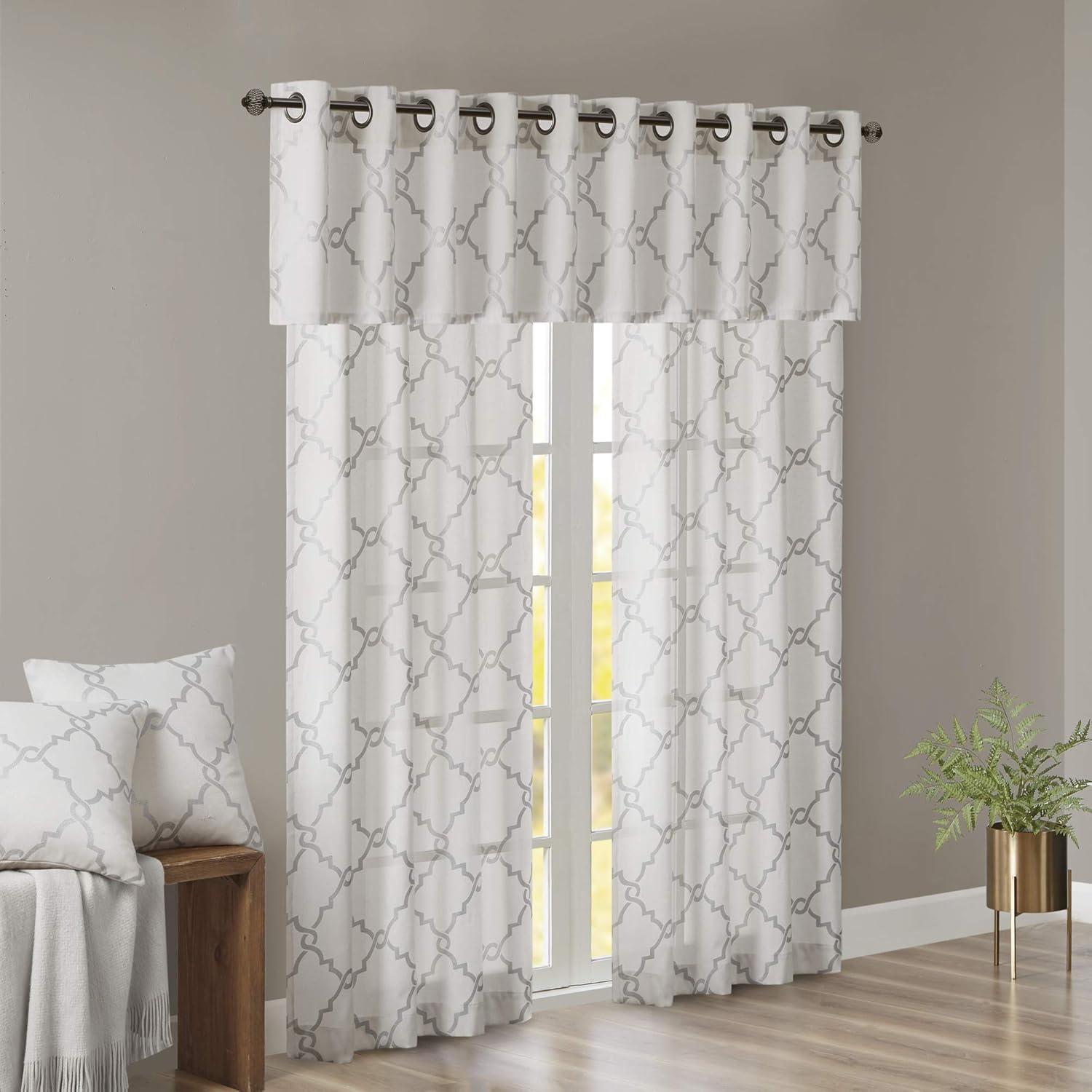 Fretwork Print Grommet Top Window Curtain Panel