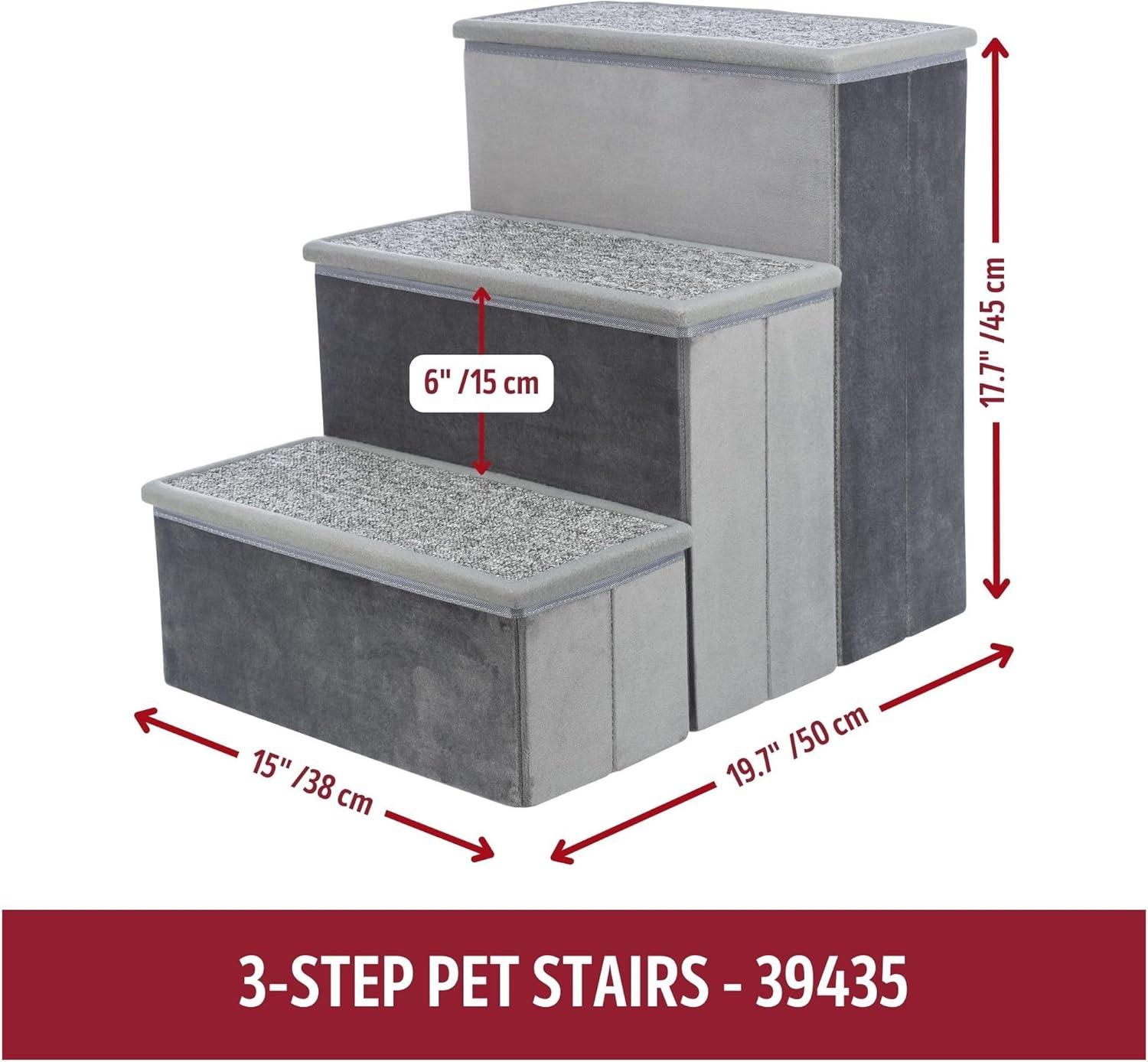 TRIXIE Pawsome Ascent Foldable 3-Step Pet Stairs with Storage, Collapsible, Storage Compartments for Toys