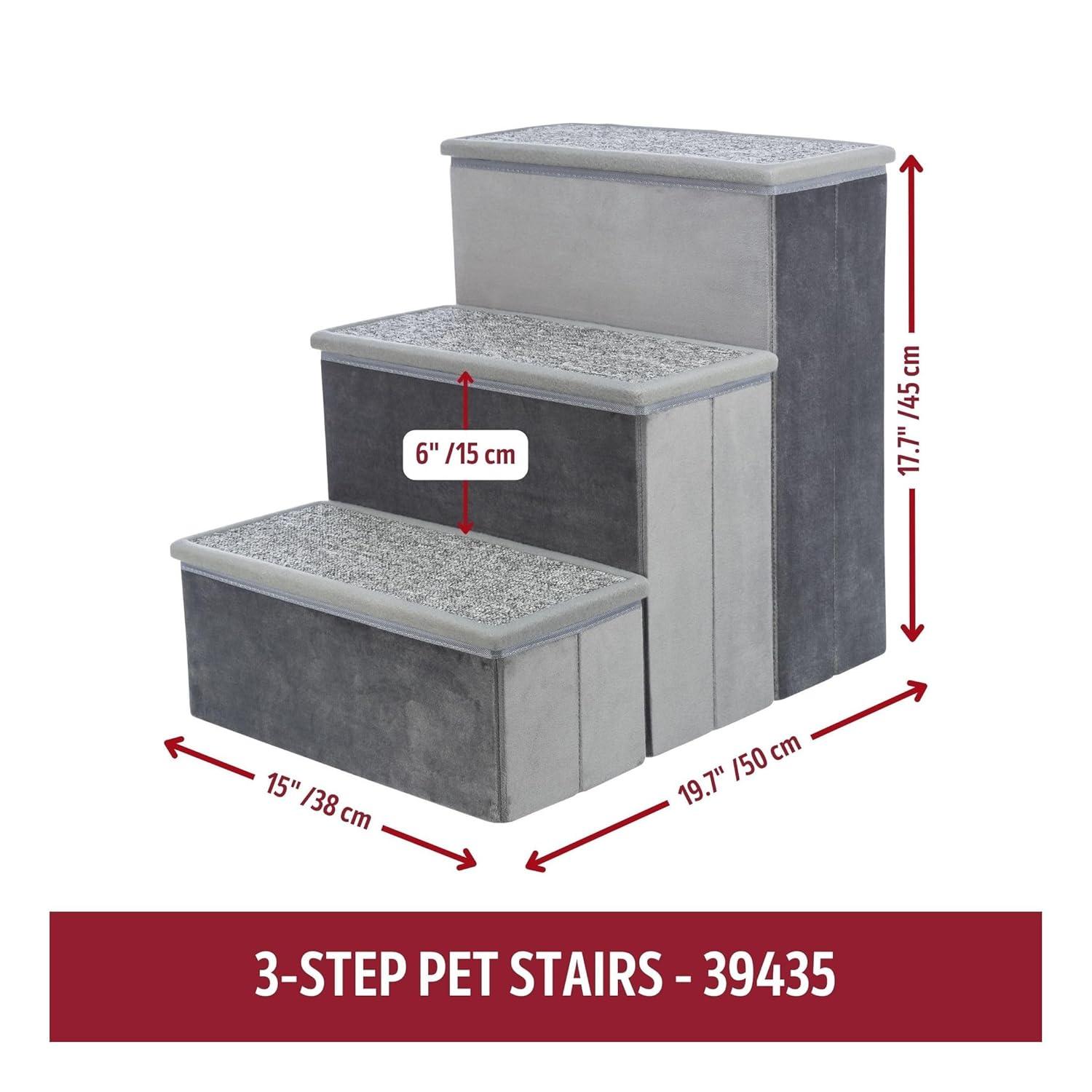 TRIXIE Pawsome Ascent Foldable 3-Step Pet Stairs with Storage, Collapsible, Storage Compartments for Toys
