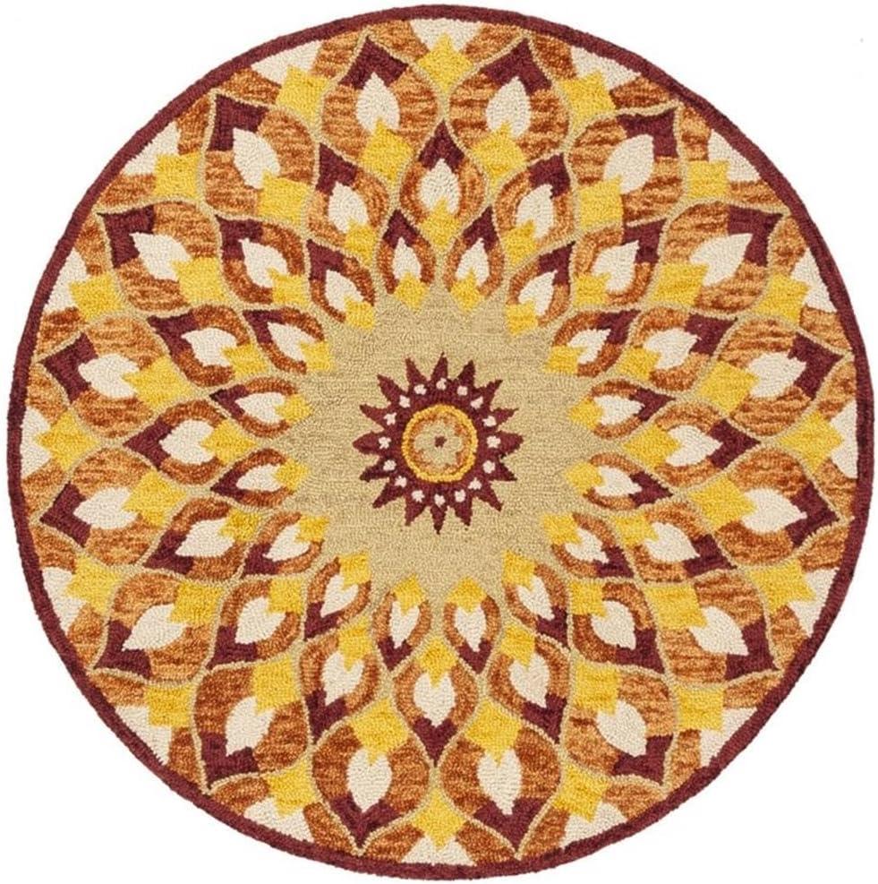 Novelty NOV603 Hand Tufted Area Rug - Rust/Gold - 5' round - Safavieh.