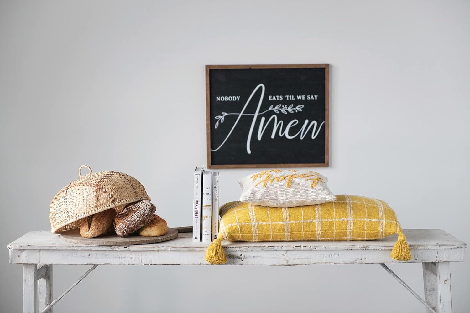 Embroidered Cotton Lumbar Pillow with "Today Is A Gift" Design