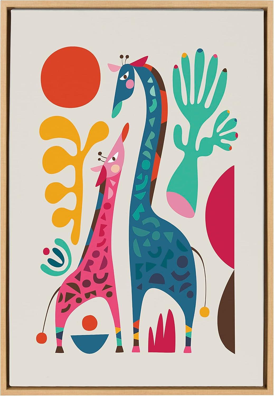 Sylvie Giraffe Love Framed Canvas by Rachel Lee of My Dream Wall - Kate & Laurel All Things Decor