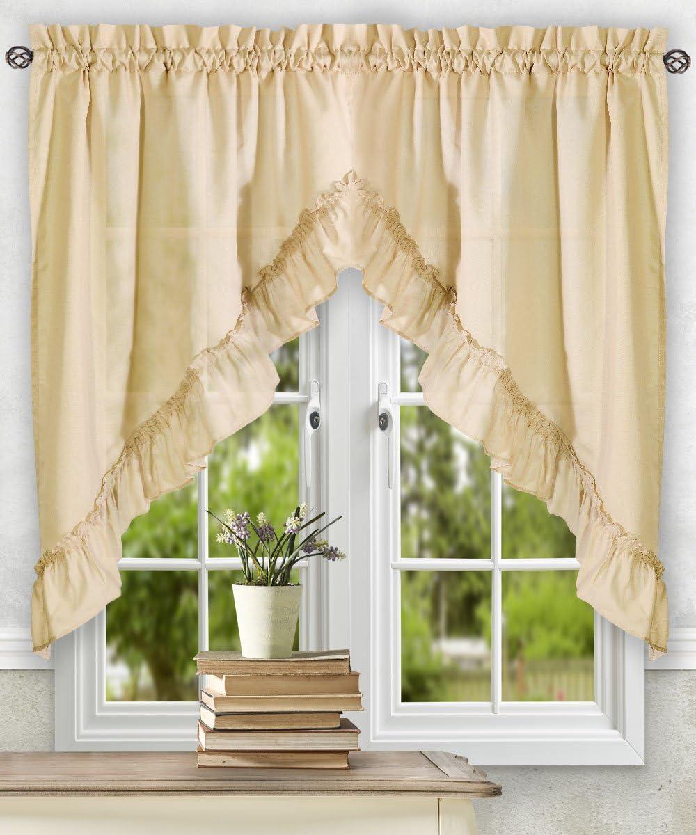 Ellis Stacey 1.5" Rod Pocket High Quality Fabric Solid Color Window Ruffled Swag 60"x38" Sage
