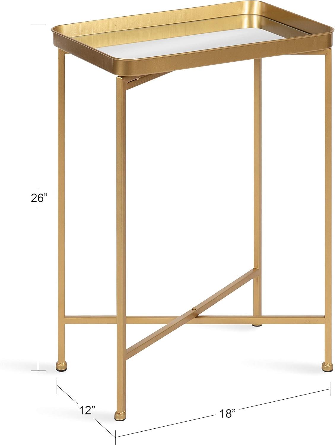 Kate and Laurel Celia Rectangle Metal Side Table, 18x12x26, Gold