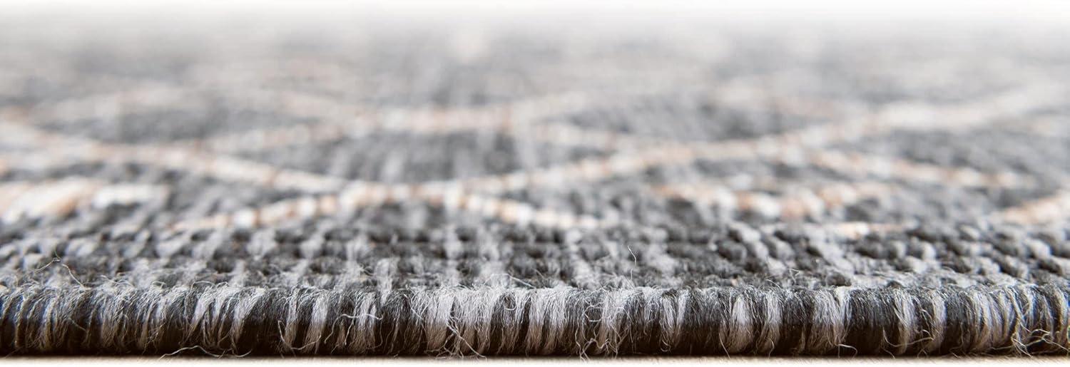 Unique Loom 5' 3 x 5' 3 Square Indoor/Outdoor Trellis Charcoal Gray Area Rug