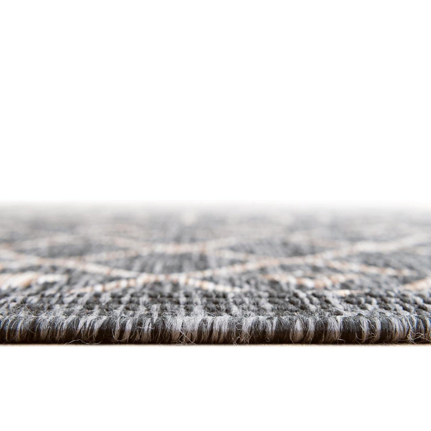 Unique Loom 5' 3 x 5' 3 Square Indoor/Outdoor Trellis Charcoal Gray Area Rug