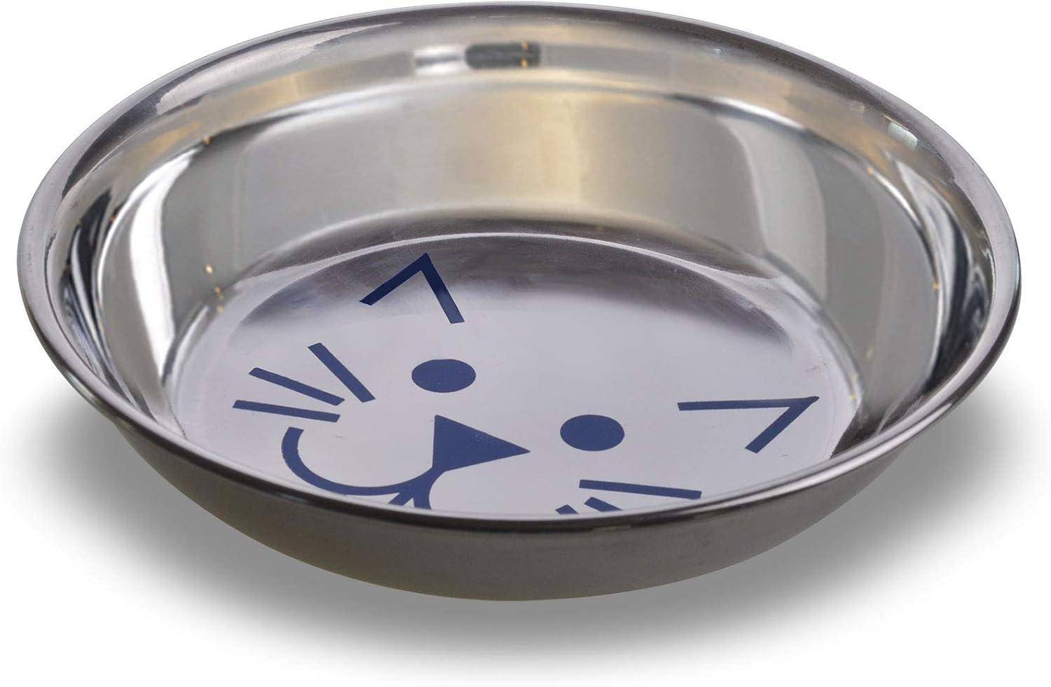 Van Ness Plastic Shallow Non-Skid 8 oz Stainless Steel Cat Bowl for Pets