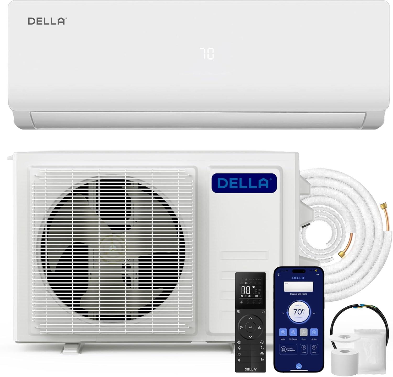 DELLA 36000 BTU Wifi Enabled 19 SEER Cools Up to 2500 Sq.Ft 230V Energy Efficient Mini Split Air Conditioner & Heater Ductless Inverter System, with 3 Ton Heat Pump